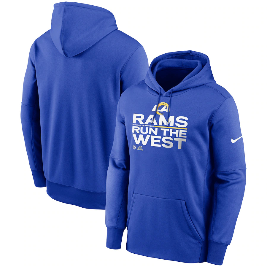 Men's Los Angeles Rams Nike Royal 2021 NFC West Division Champions Trophy Collection Pullover Hoodie