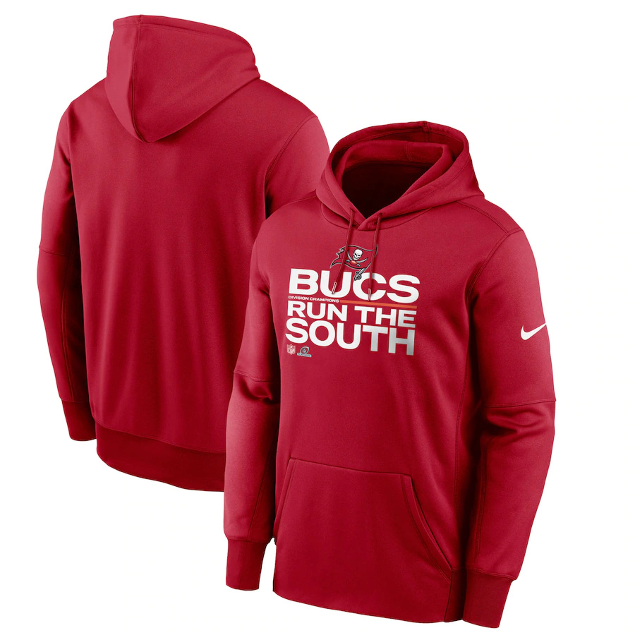 Men's Tampa Bay Buccaneers Nike Red 2021 NFC South Division Champions Trophy Collection Pullover Hoodie