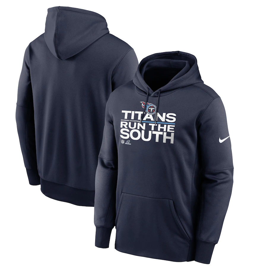 Men's Tennessee Titans Nike Navy 2021 AFC South Division Champions Trophy Collection Pullover Hoodie