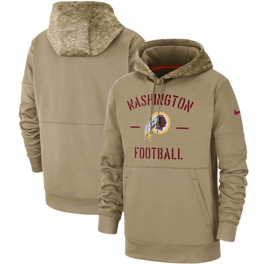 Men's Washington Commanders Nike Tan 2019 Salute to Service Sideline Therma Pullover Hoodie