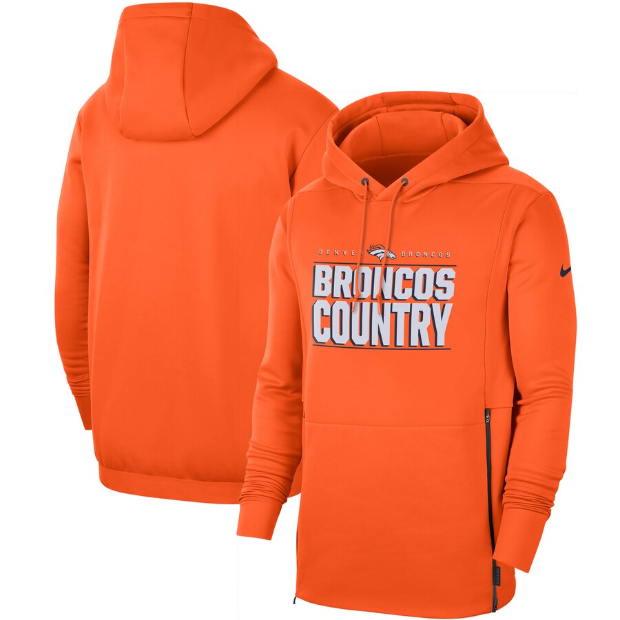 Denver Broncos Nike Sideline Local Performance Pullover Hoodie Orange