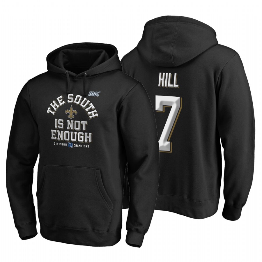 New Orleans Saints #7 Taysom Hill 2019 NFC South Division Champions Black Cover Two Hoodie