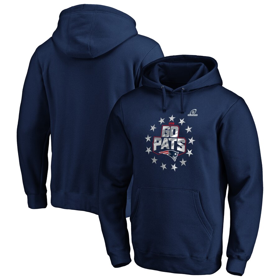 New England Patriots 2019 NFL Playoffs Bound Hometown Checkdown Pullover Hoodie Navy