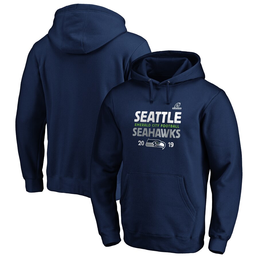 Seattle Seahawks 2019 NFL Playoffs Bound Hometown Checkdown Pullover Hoodie College Navy