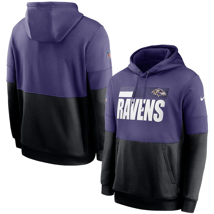 Baltimore Ravens Nike Sideline Impact Lockup Performance Pullover Hoodie Purple Black