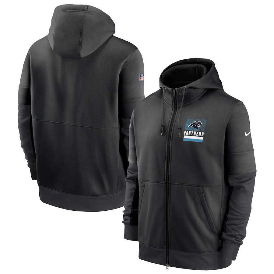 Carolina Panthers Nike Sideline Impact Lockup Performance Full-Zip Hoodie Black