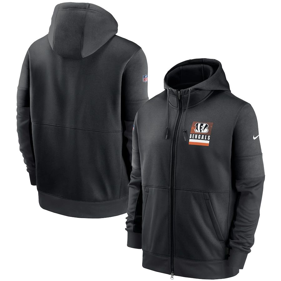 Cincinnati Bengals Nike Sideline Impact Lockup Performance Full-Zip Hoodie Black