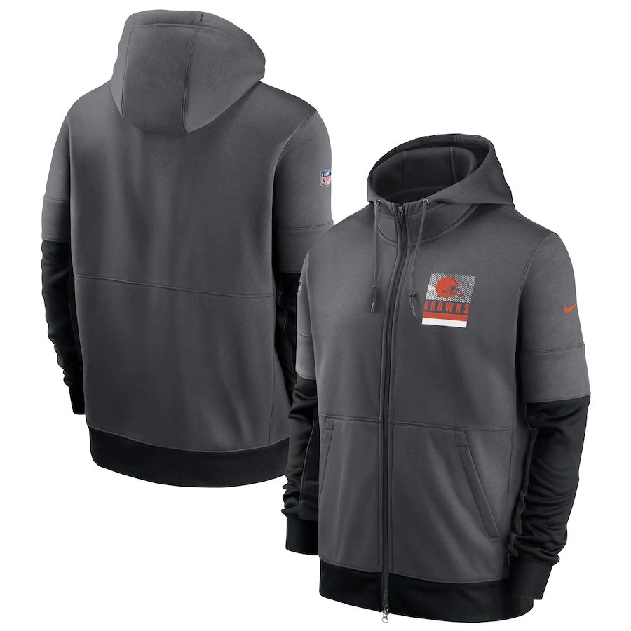 Cleveland Browns Nike Sideline Impact Lockup Performance Full-Zip Hoodie Charcoal