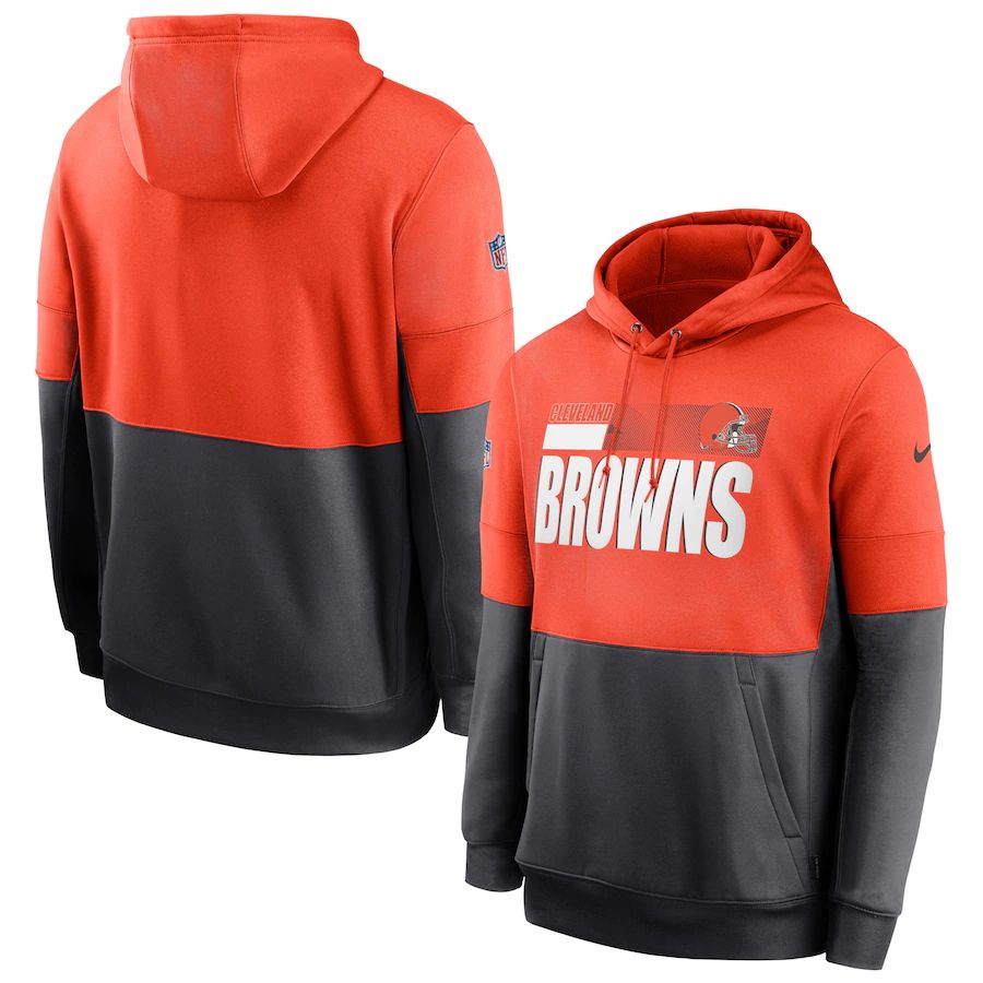 Cleveland Browns Nike Sideline Impact Lockup Performance Pullover Hoodie Orange Charcoal