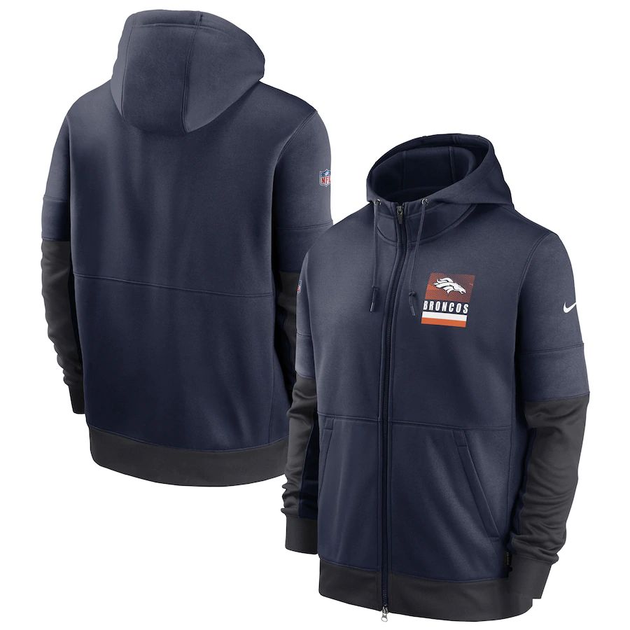 Denver Broncos Nike Sideline Impact Lockup Performance Full-Zip Hoodie Navy