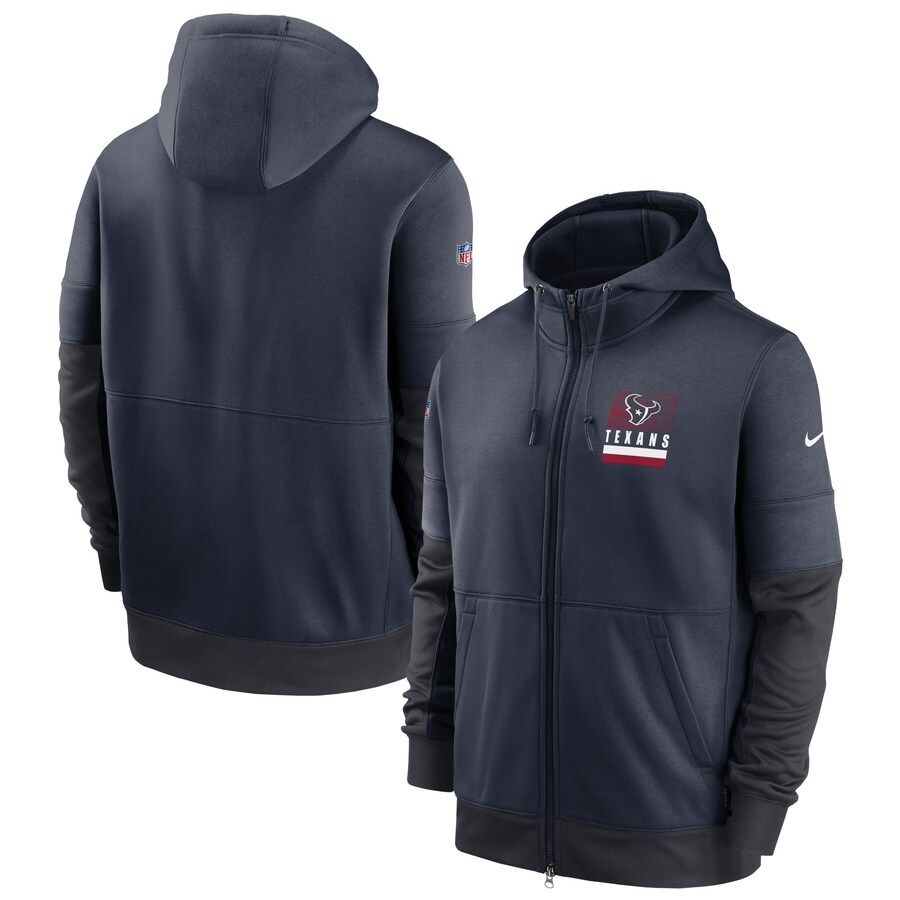 Houston Texans Nike Sideline Impact Lockup Performance Full-Zip Hoodie Navy