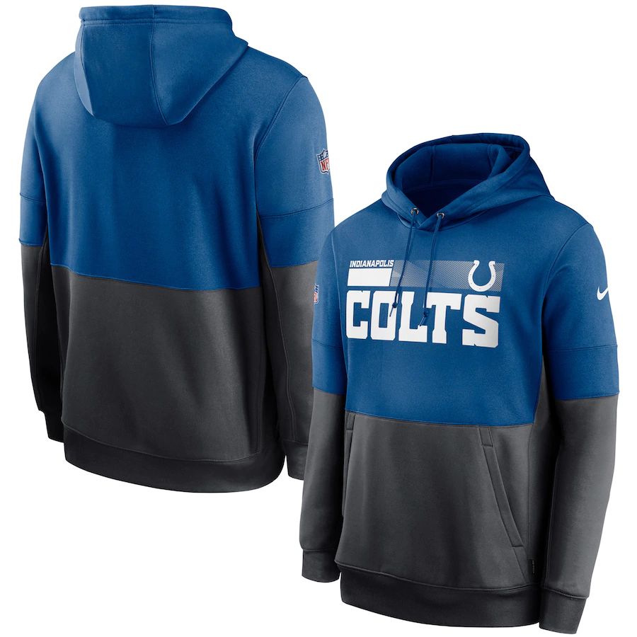 Indianapolis Colts Nike Sideline Impact Lockup Performance Pullover Hoodie Royal Charcoal