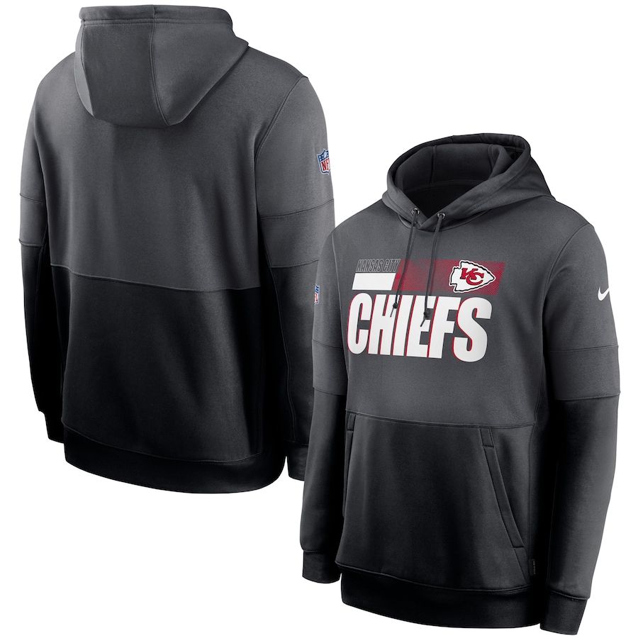 Kansas City Chiefs Nike Sideline Impact Lockup Performance Pullover Hoodie Charcoal Black