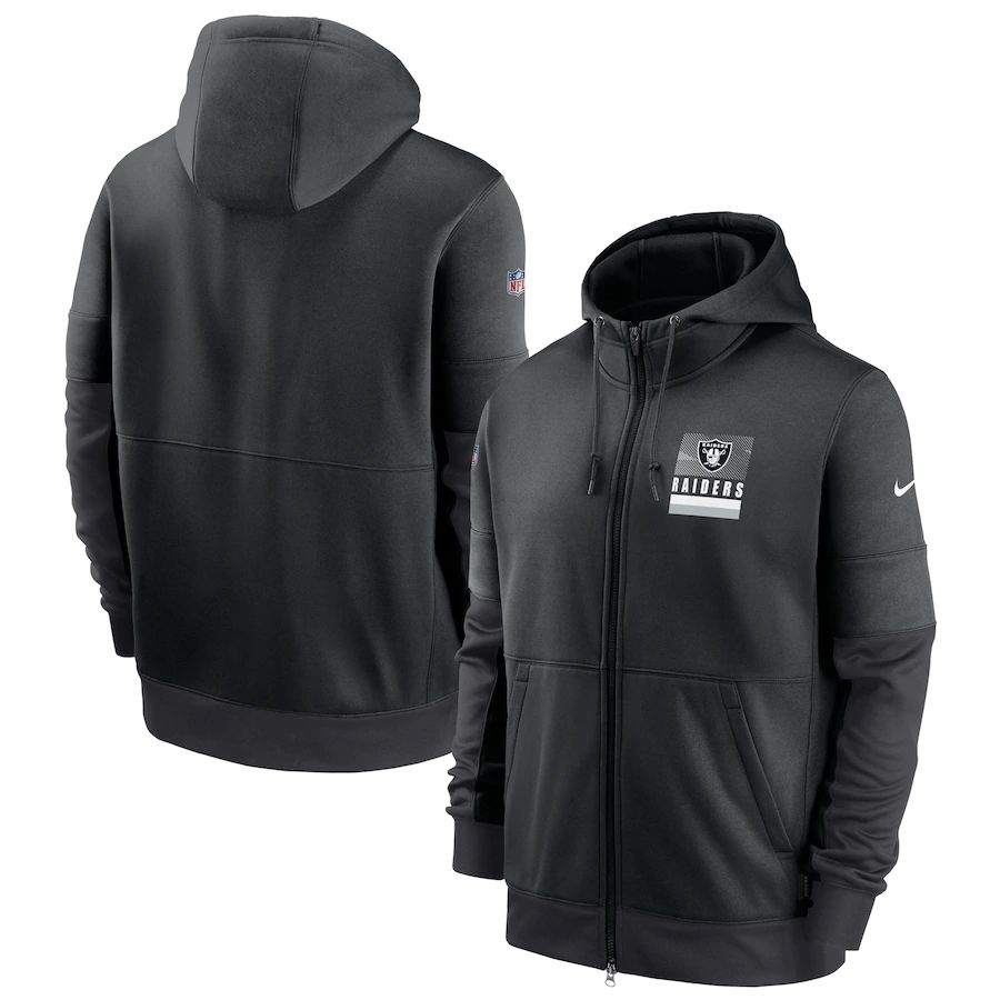 Las Vegas Raiders Nike Sideline Impact Lockup Performance Full-Zip Hoodie Black