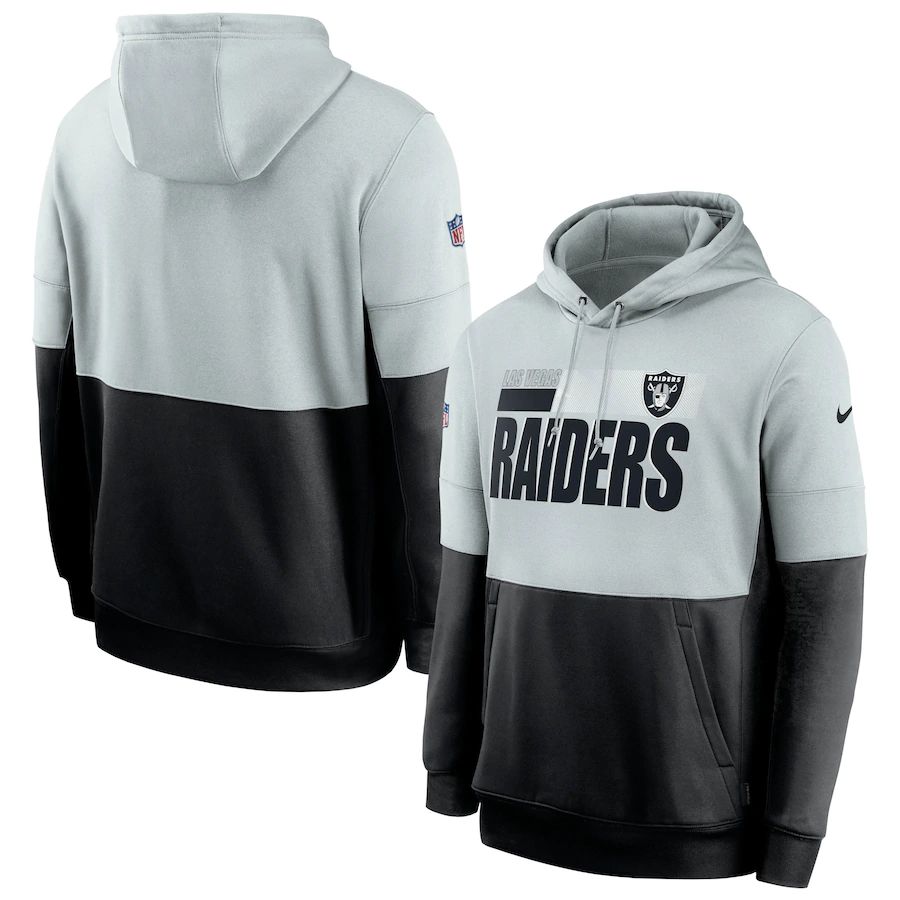 Las Vegas Raiders Nike Sideline Impact Lockup Performance Pullover Hoodie Silver Black