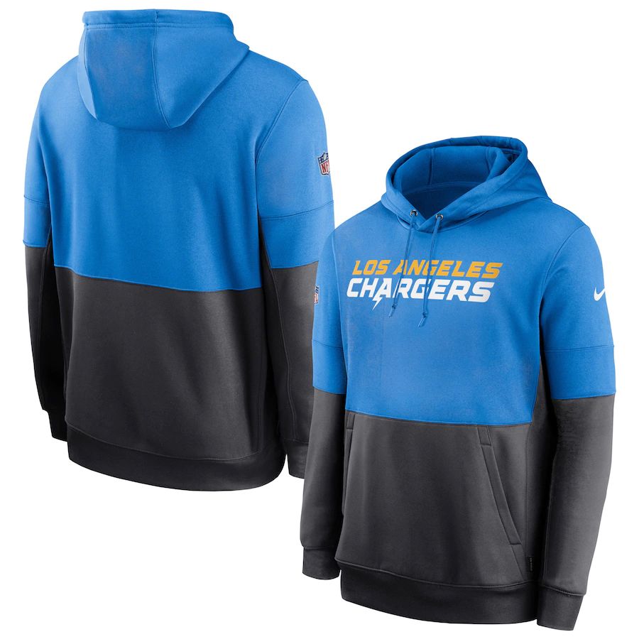 Los Angeles Chargers Nike Sideline Impact Lockup Performance Pullover Hoodie Powder Blue Navy