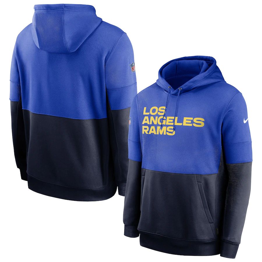 Los Angeles Rams Nike Sideline Impact Lockup Performance Pullover Hoodie Royal Navy