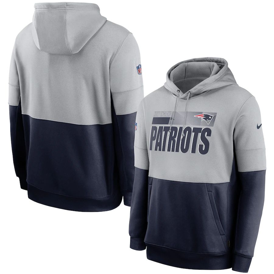 New England Patriots Nike Sideline Impact Lockup Performance Pullover Hoodie Gray Navy