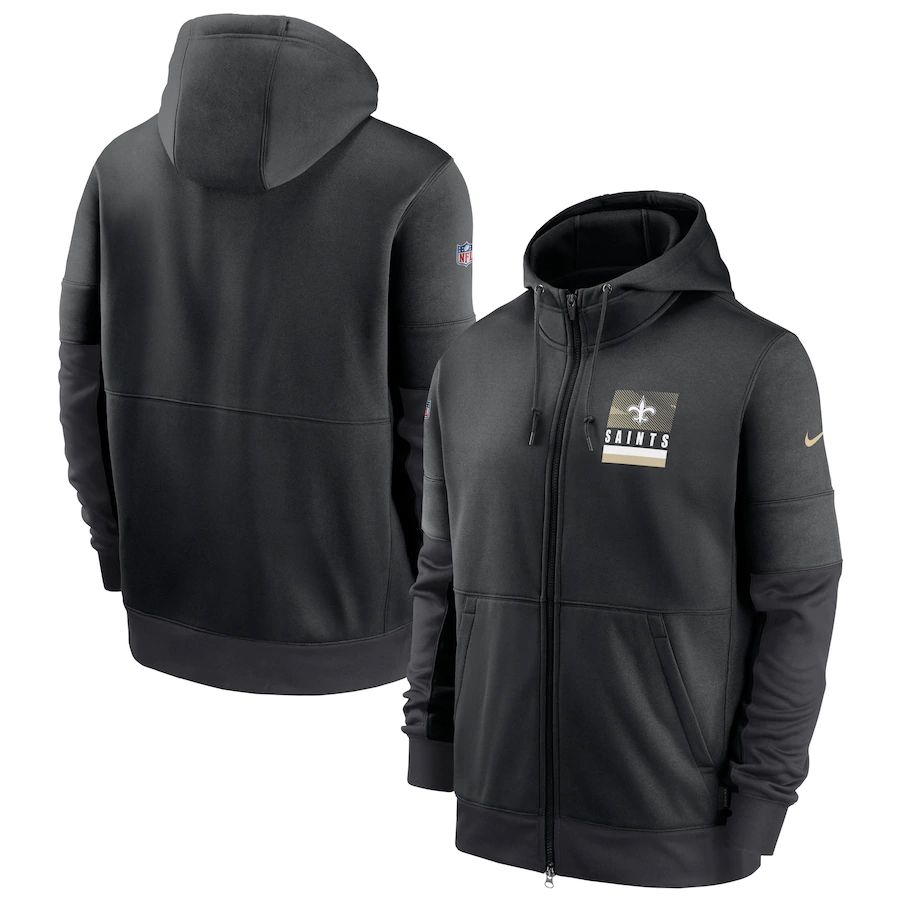 New Orleans Saints Nike Sideline Impact Lockup Performance Full-Zip Hoodie Black