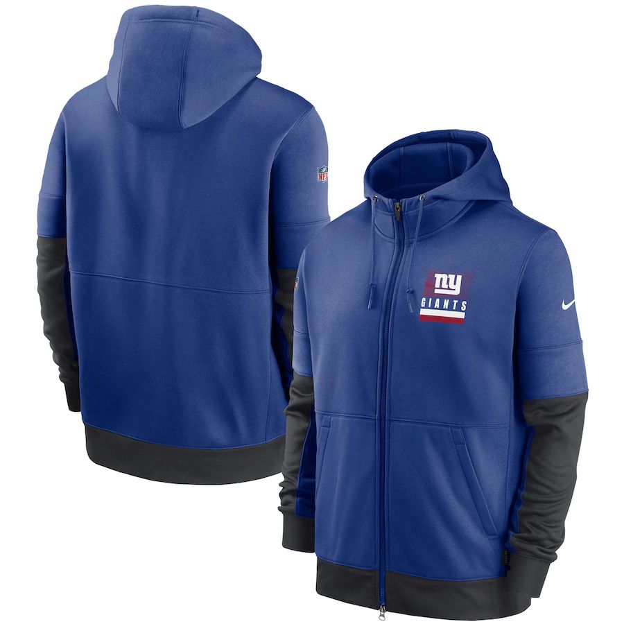 New York Giants Nike Sideline Impact Lockup Performance Full-Zip Hoodie Royal