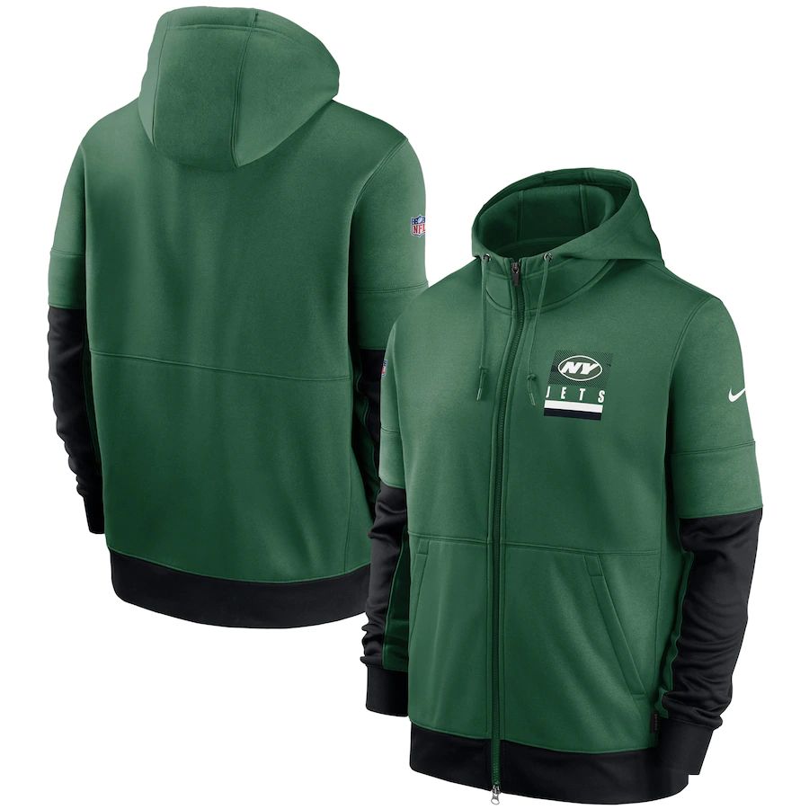 New York Jets Nike Sideline Impact Lockup Performance Full-Zip Hoodie Green