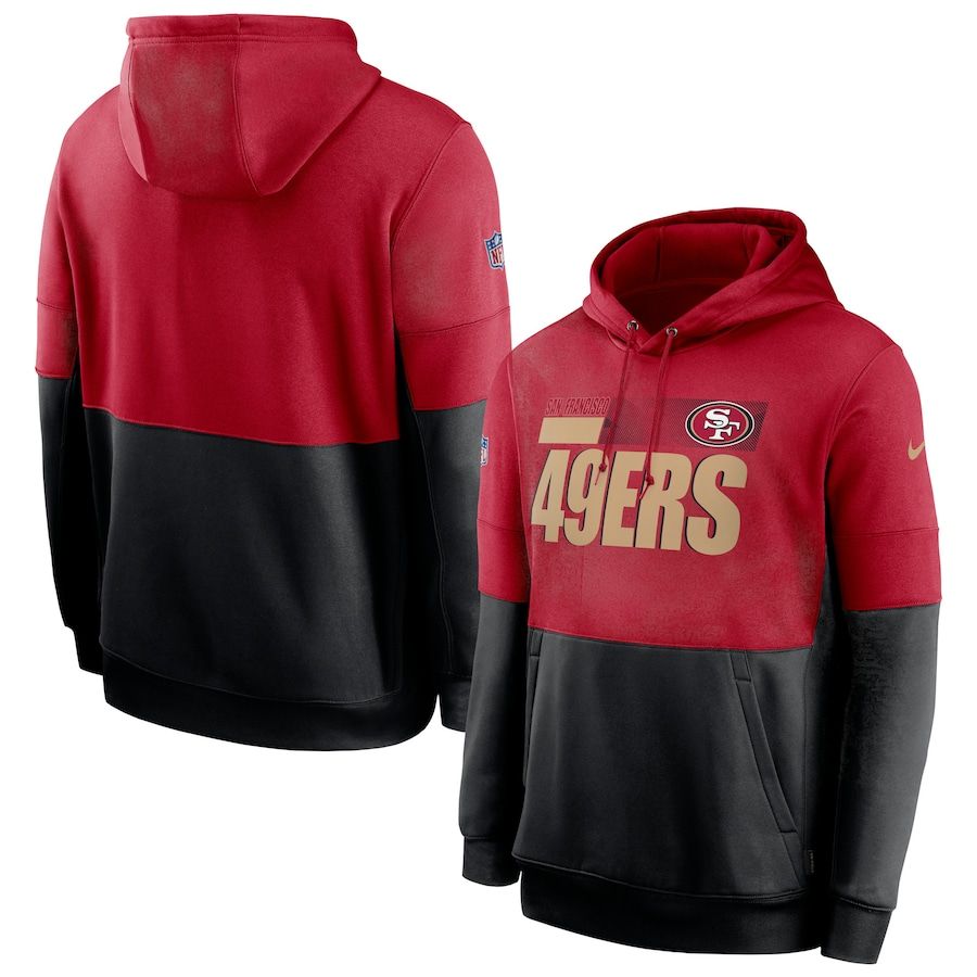 San Francisco 49ers Nike Sideline Impact Lockup Performance Pullover Hoodie Scarlet Black