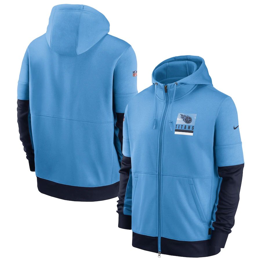 Tennessee Titans Nike Sideline Impact Lockup Performance Full-Zip Hoodie Light Blue