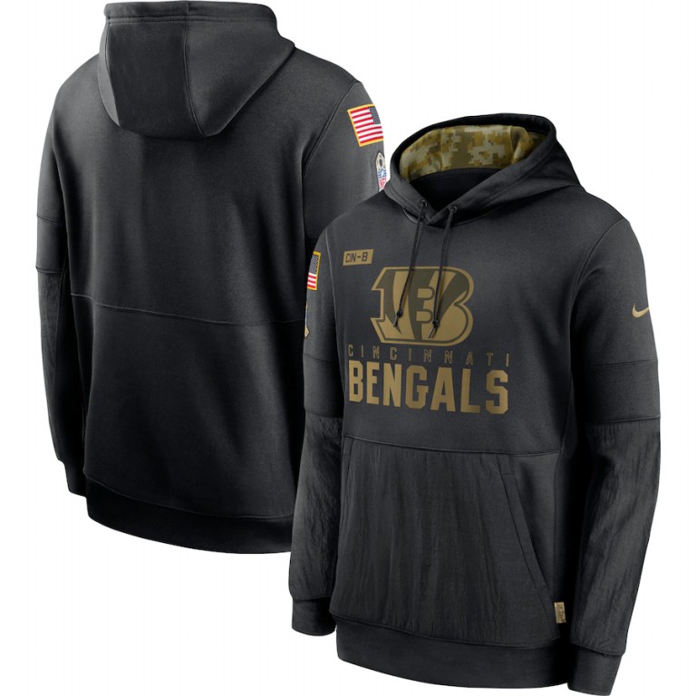 Cincinnati Bengals Nike 2020 Salute to Service Sideline Performance Pullover Hoodie Black