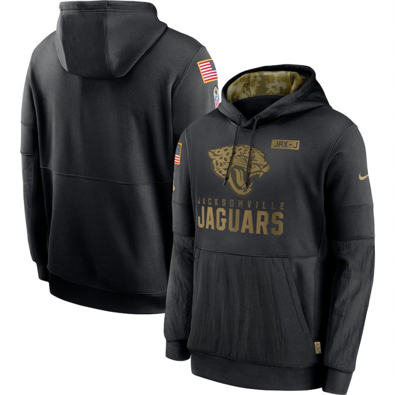 Jacksonville Jaguars Nike 2020 Salute to Service Sideline Performance Pullover Hoodie Black