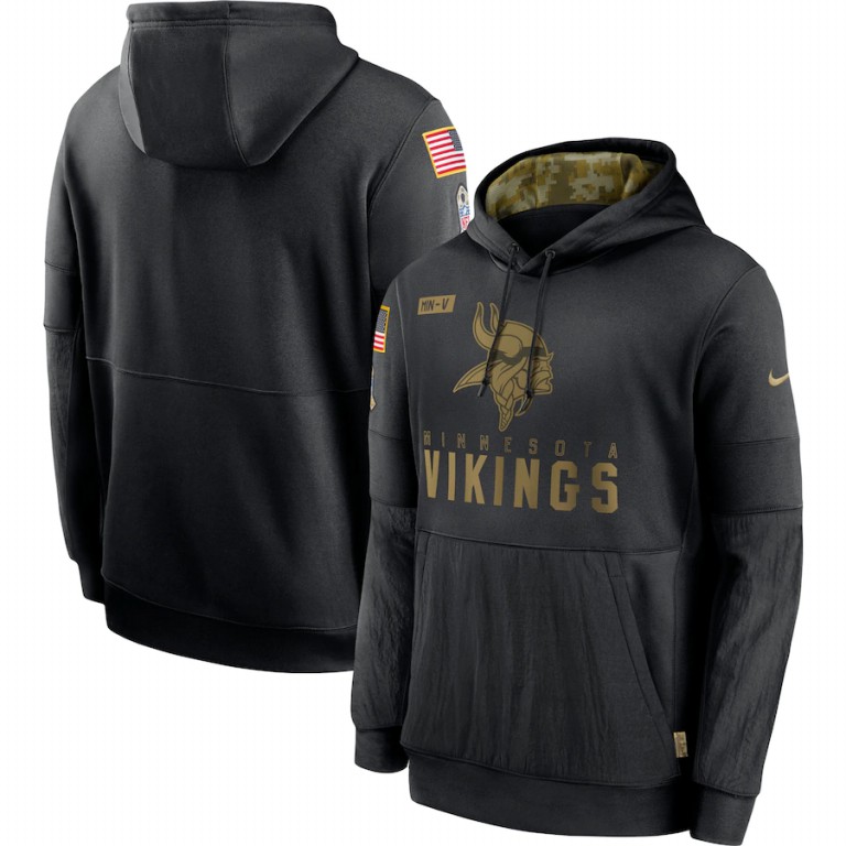 Minnesota Vikings Nike 2020 Salute to Service Sideline Performance Pullover Hoodie Black