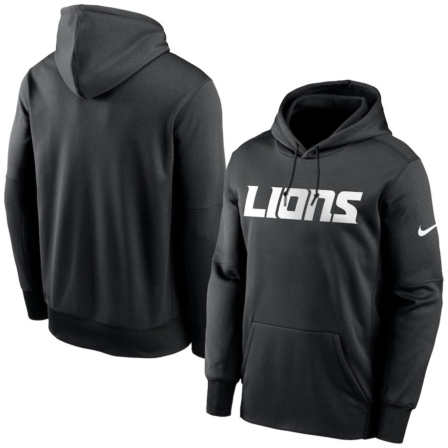 Detroit Lions Nike Fan Gear Wordmark Performance Pullover Hoodie Black