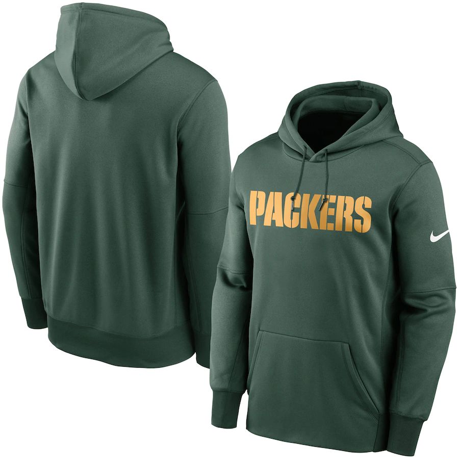 Green Bay Packers Nike Fan Gear Wordmark Performance Pullover Hoodie Green