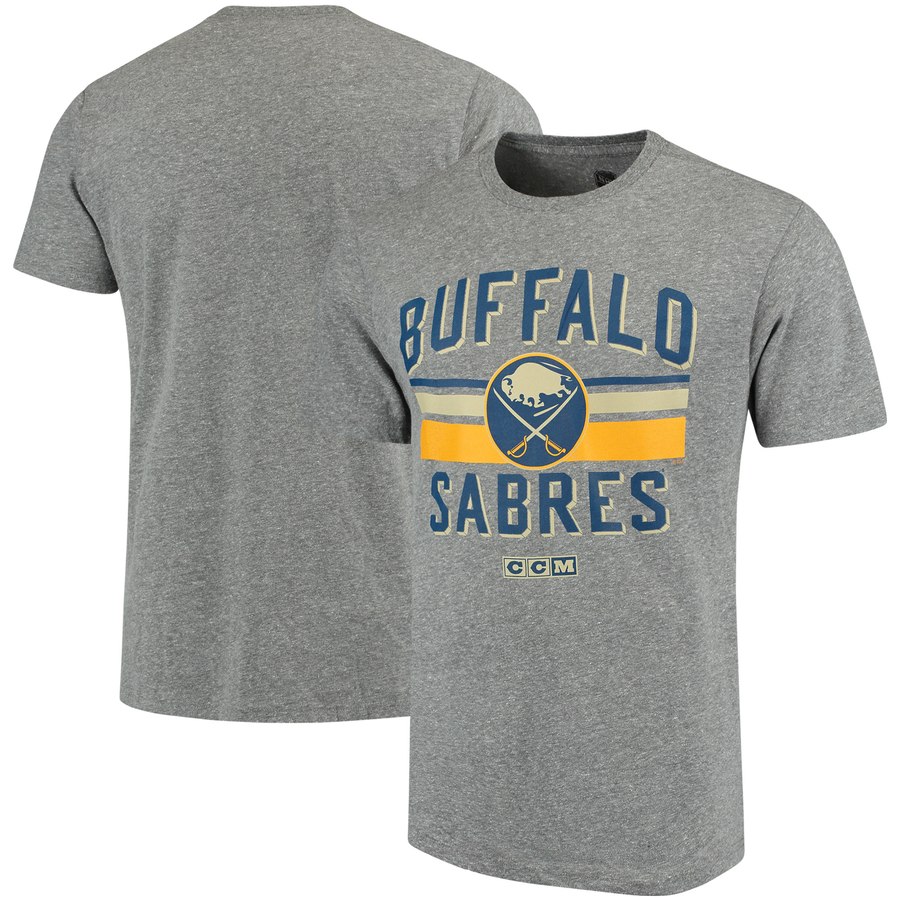 Buffalo Sabres CCM Classic Stripe Tri-Blend T-Shirt Gray