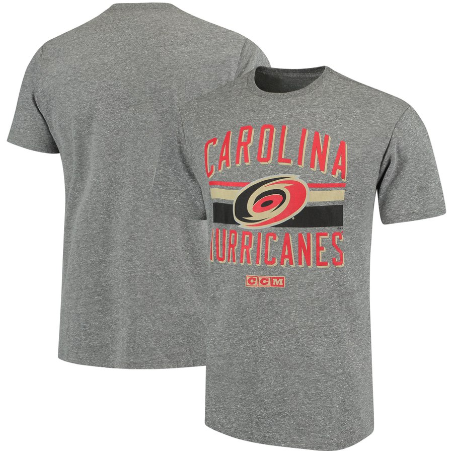 Carolina Hurricanes CCM Classic Stripe Tri-Blend T-Shirt Gray