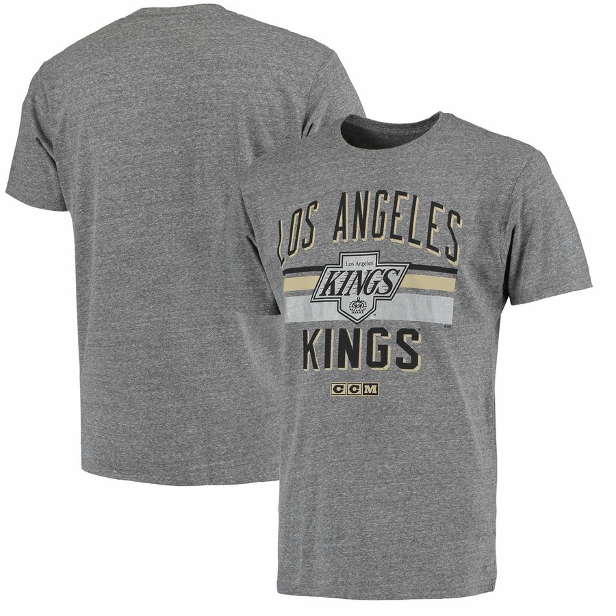 Los Angeles Kings CCM Classic Stripe Tri-Blend T-Shirt Gray