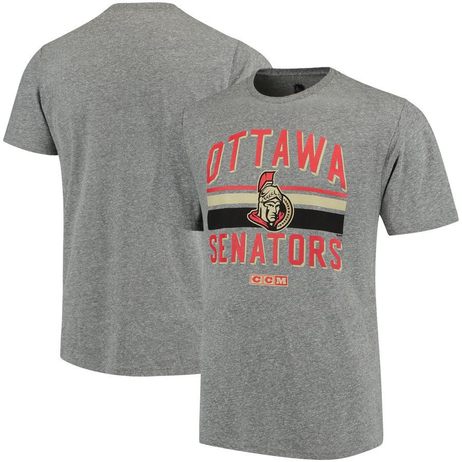 Ottawa Senators CCM Classic Stripe Tri-Blend T-Shirt Gray