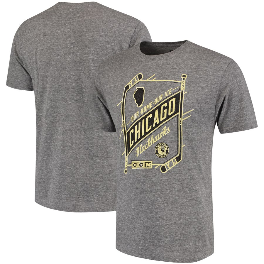 Chicago Blackhawks CCM Our Home Our Ice Tri-Blend T-Shirt Gray