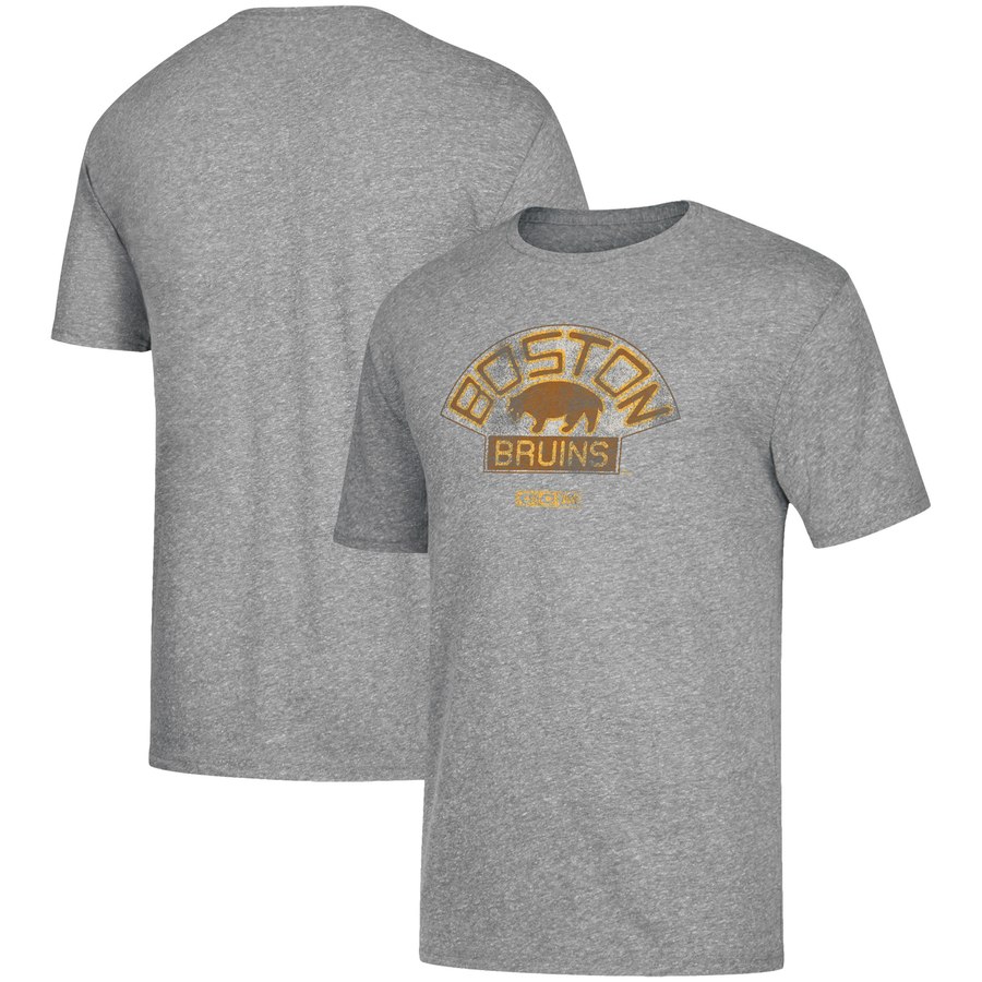 Boston Bruins adidas Heritage Logo Series Tri-Blend T-Shirt Gray