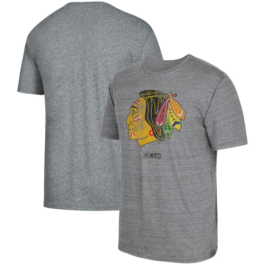 Chicago Blackhawks adidas Heritage Logo Series Tri-Blend T-Shirt Gray