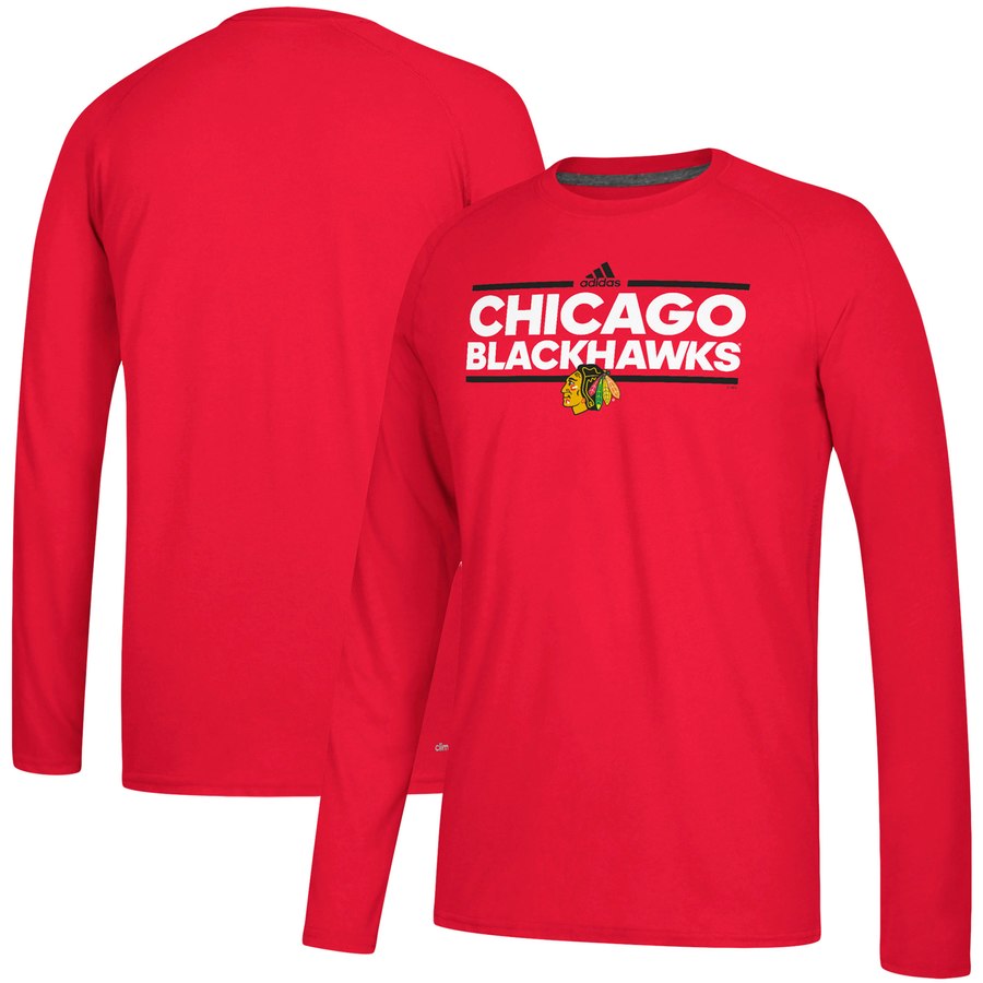 Chicago Blackhawks adidas Dassler climalite Long Sleeve Raglan T-Shirt Red