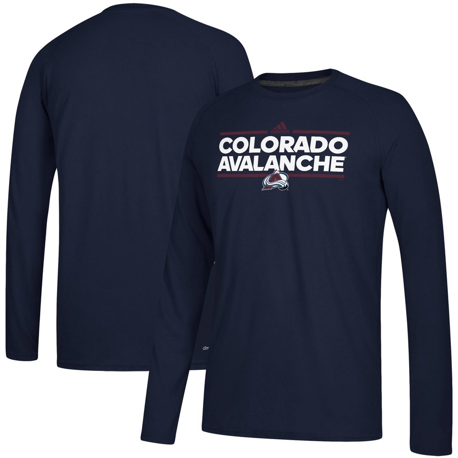 Colorado Avalanche adidas Dassler climalite Long Sleeve Raglan T-Shirt Navy