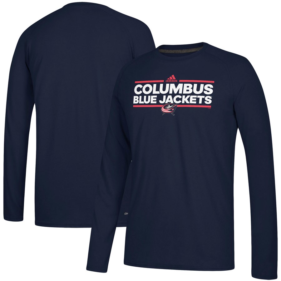 Columbus Blue Jackets adidas Dassler climalite Long Sleeve Raglan T-Shirt Navy