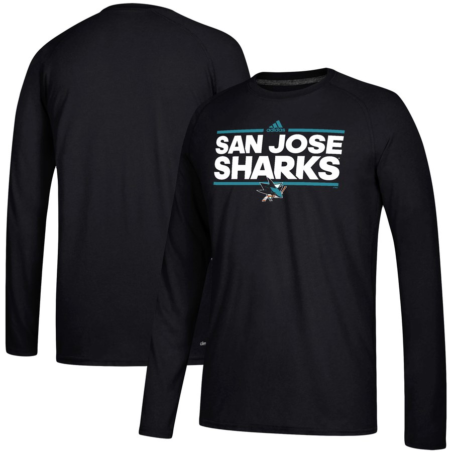 San Jose Sharks adidas Dassler climalite Long Sleeve Raglan T-Shirt Black