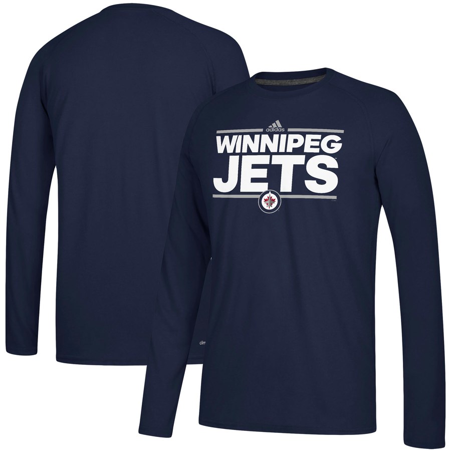 Winnipeg Jets adidas Dassler climalite Long Sleeve Raglan T-Shirt Navy