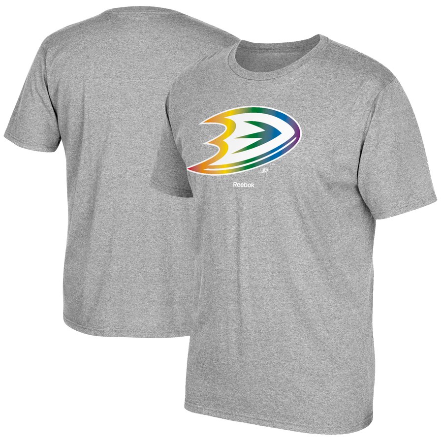 Anaheim Ducks Reebok Rainbow Pride T-Shirt Gray