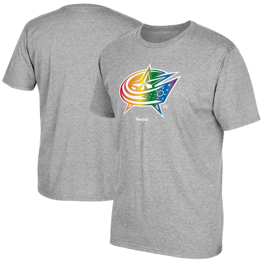 Columbus Blue Jackets Reebok Rainbow Pride T-Shirt Gray