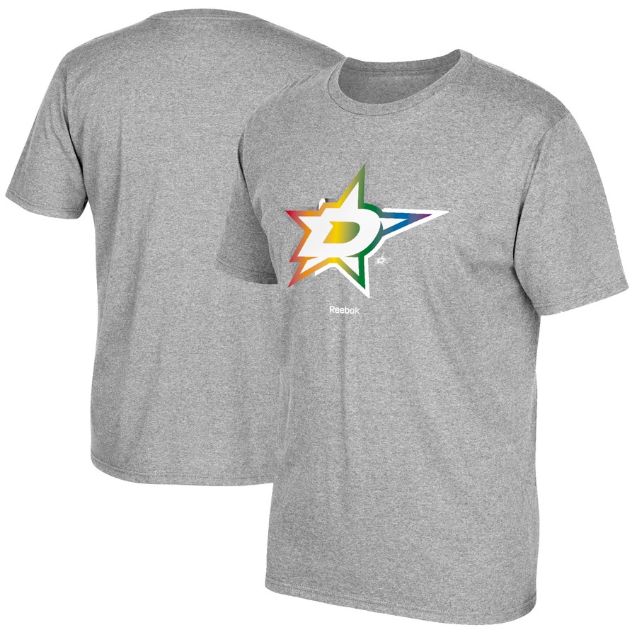 Dallas Stars Reebok Rainbow Pride T-Shirt Gray