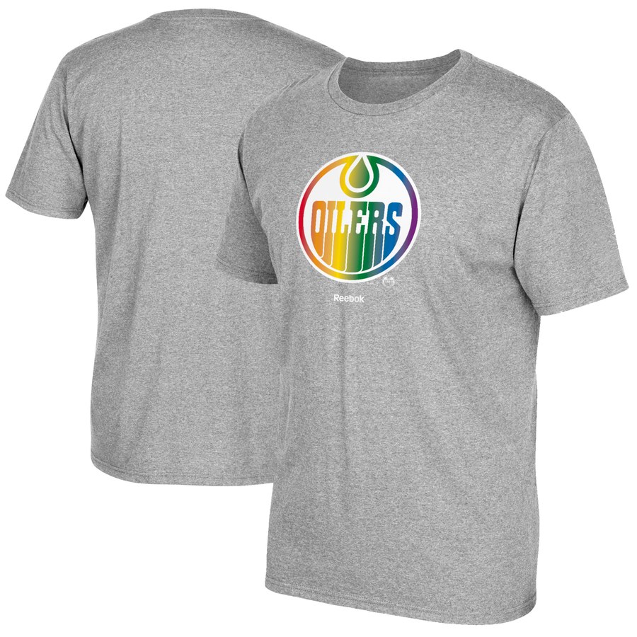 Edmonton Oilers Reebok Rainbow Pride T-Shirt Gray