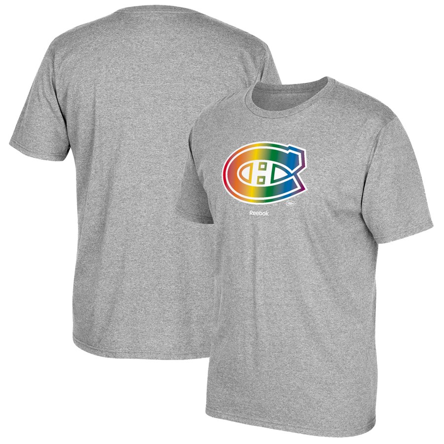 Montreal Canadiens Reebok Rainbow Pride T-Shirt Gray