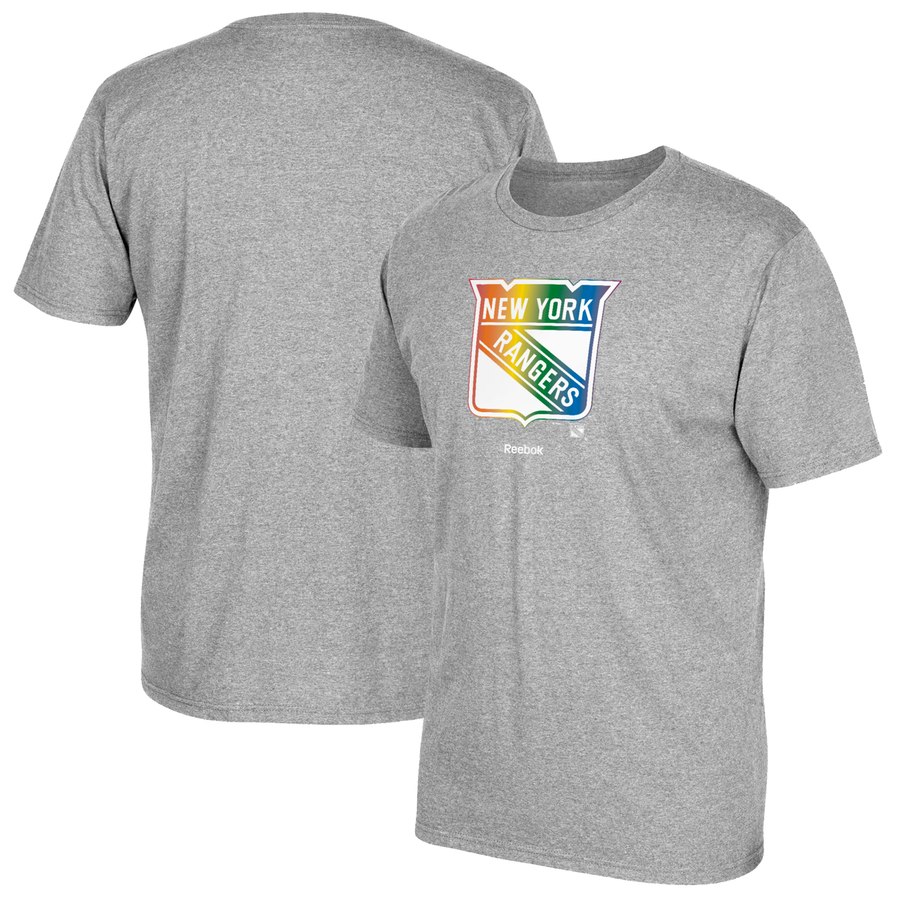 New York Rangers Reebok Rainbow Pride T-Shirt Gray